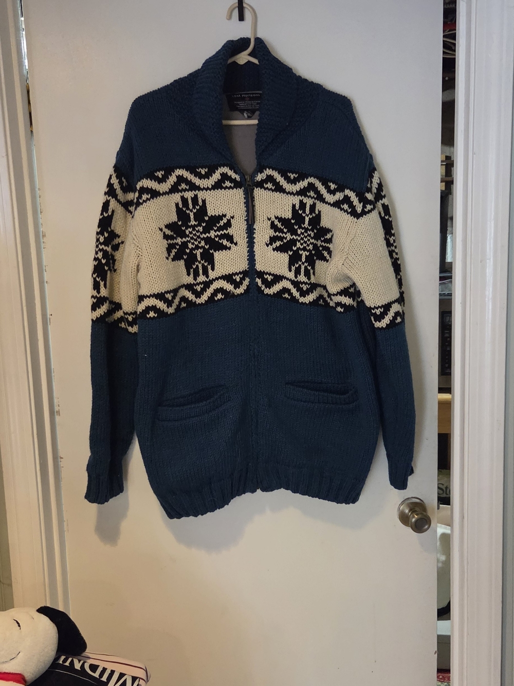 Cozy Teal Blue & Cream Zip-Front Fair Isle Sweater From Sundance